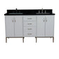 61 in. Double Sink Vanity in White Finish with Black Galaxy Granite and Rectangle Sink, Tivoli Collection