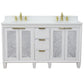 Trento 61 in. Double Sink Vanity in White Finish with White Engineered Stone Top, Oval Sinks