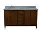 61 in. Double Sink Vanity in Walnut Finish with Gray Granite and Oval Sink