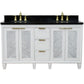 61 in. Double Sink Vanity in White Finish with Black Galaxy Granite and Oval Sink, Trento Collections