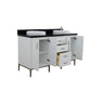 61 in. Double Sink Vanity in White Finish with Black Galaxy Granite and Round Sink, Tivoli Collection