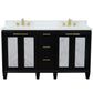 Trento 61 in. Double Sink Vanity in Black Finish with White Engineered Stone Top, Rectangle Sinks