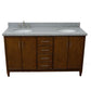 61 in. Double Sink Vanity in Walnut Finish with Gray Granite and Oval Sink