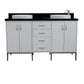 61 in. Double Sink Vanity in White Finish with Black Galaxy Granite and Round Sink, Tivoli Collection