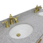 61 in. Double Sink Vanity in White Finish with Gray Granite and Oval Sink, Tivoli Collection