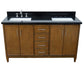 61 in. Double Sink Vanity in Walnut Finish with Black Galaxy Granite and Rectangle Sink