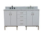 61 in. Double Sink Vanity in White Finish with White Carrara Marble and Oval Sink, Tivoli Collection