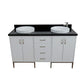 61 in. Double Sink Vanity in White Finish with Black Galaxy Granite and Round Sink, Tivoli Collection